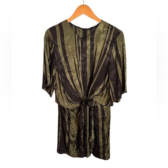 Zara black and green satin tie knot dress - Picture 4 of 5